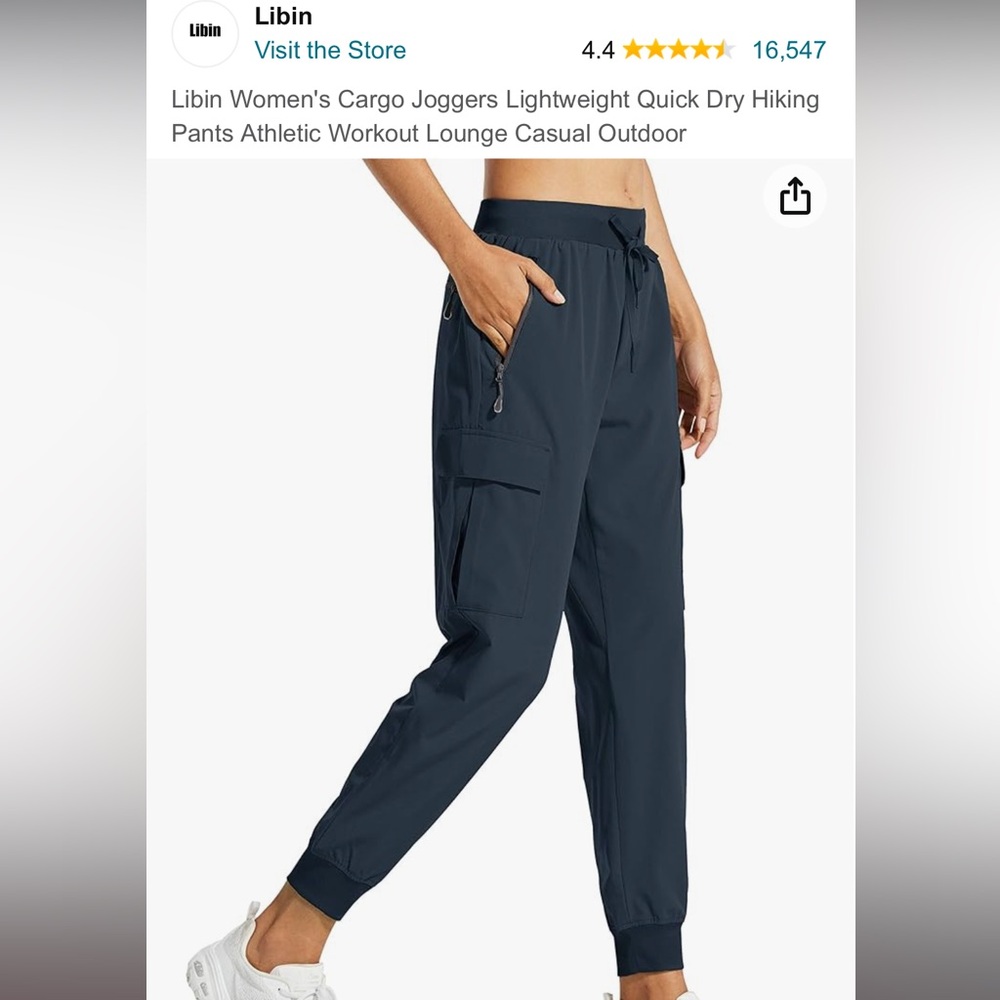 Lightweight, quick dry XS navy joggers (NWT)